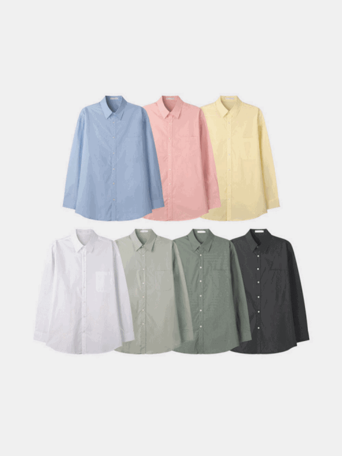 노클로브 오버핏 셔츠 (7colors)